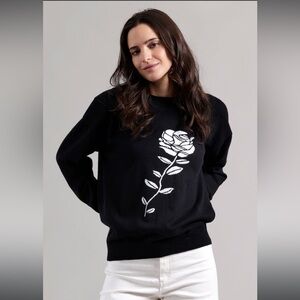 Minnie Rose Black Sweatshirt Cotton Cashmere Pullover Sweater Size XS